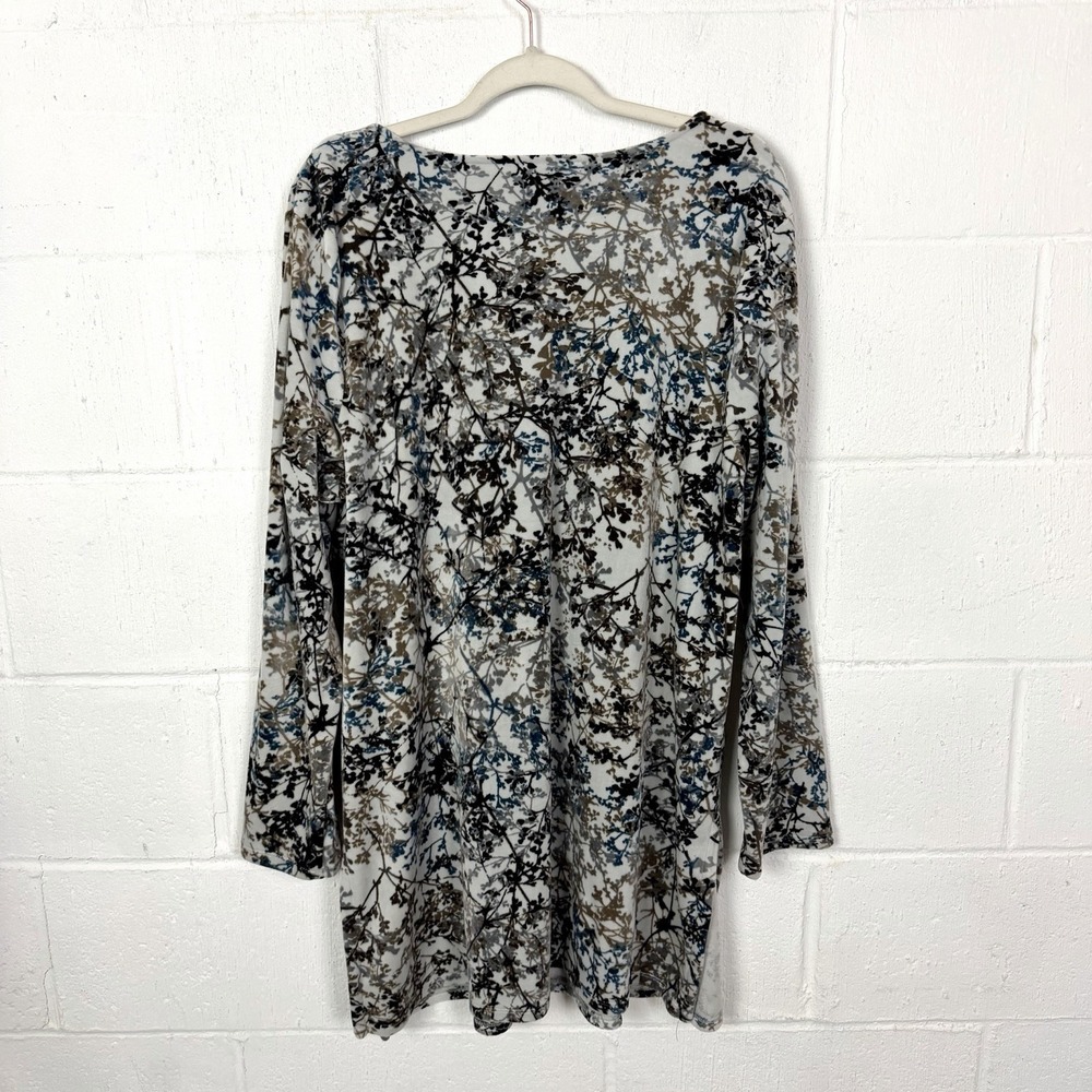 Pure Jill J Jill Shift Velour Dress SZ XL Vine Floral Print Soft Cozy Fall Cabin - Picture 6 of 12
